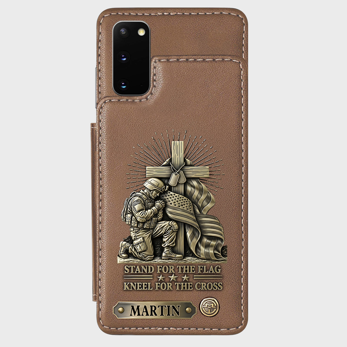 Kneel For The Cross - Personalized Veteran Wallet Phone Case
