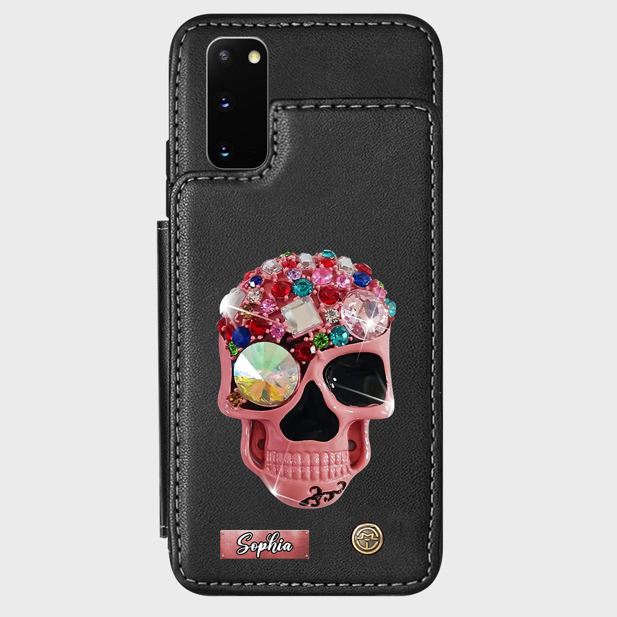 Shiny Skull - Personalized Skull Wallet Phone Case