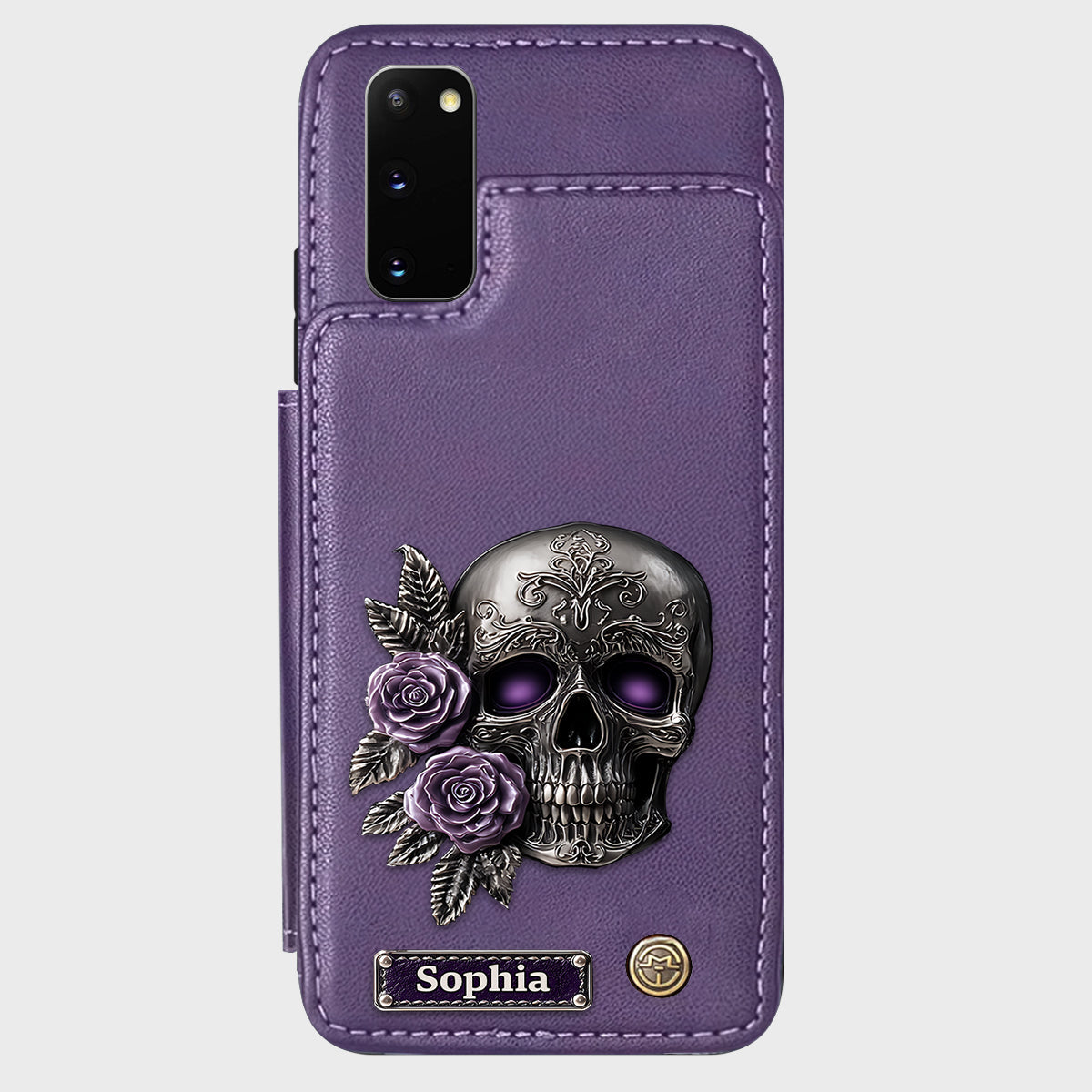Skull And Roses - Personalized Skull Wallet Phone Case