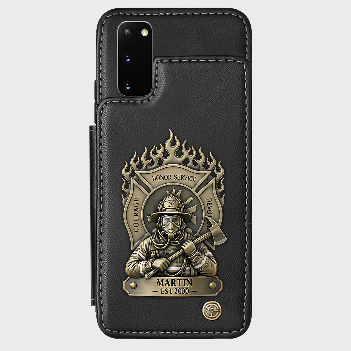 Fier pompier - Étui portefeuille personnalisé pour téléphone