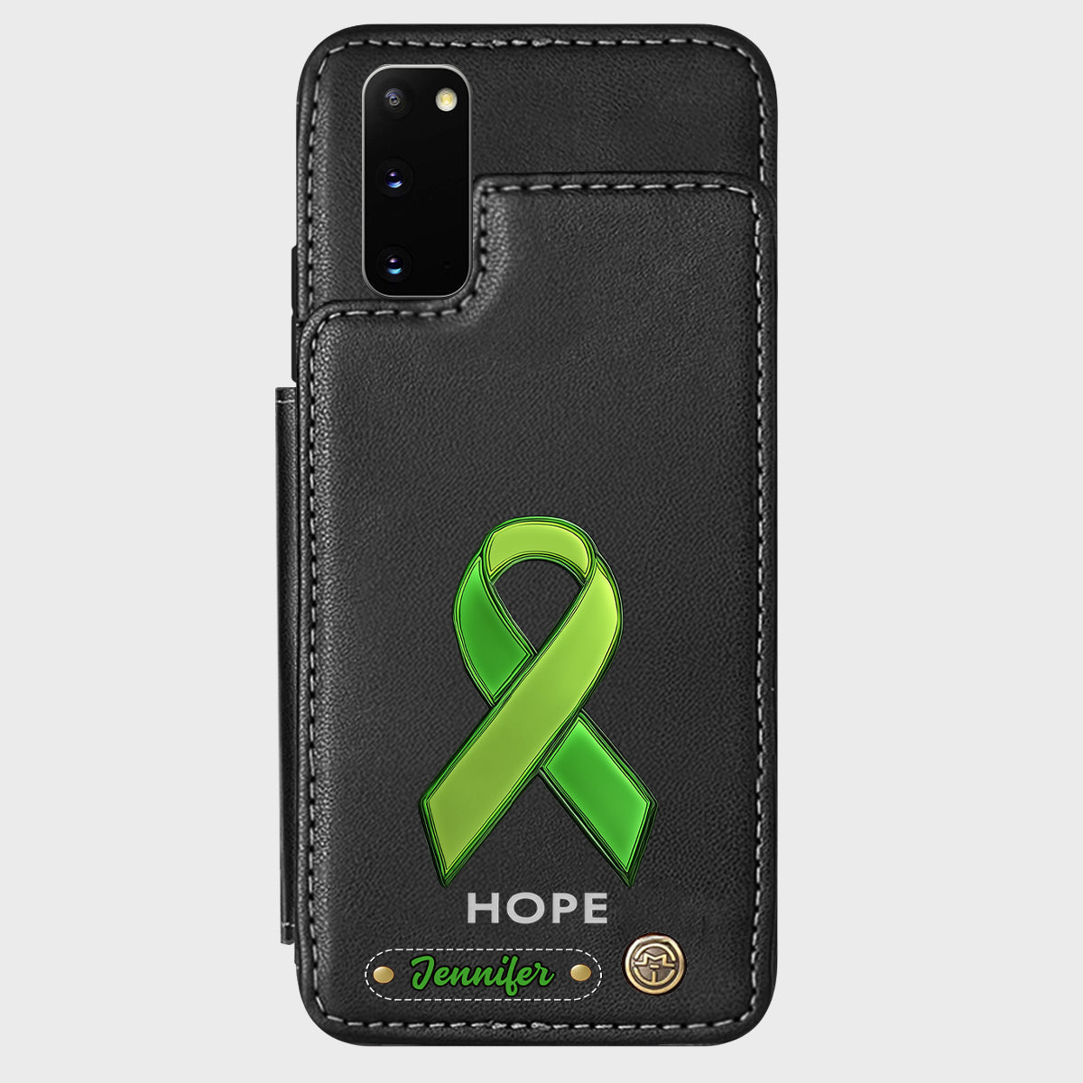 Espoir - Étui portefeuille personnalisé pour téléphone portable, symbole de sensibilisation à la santé mentale