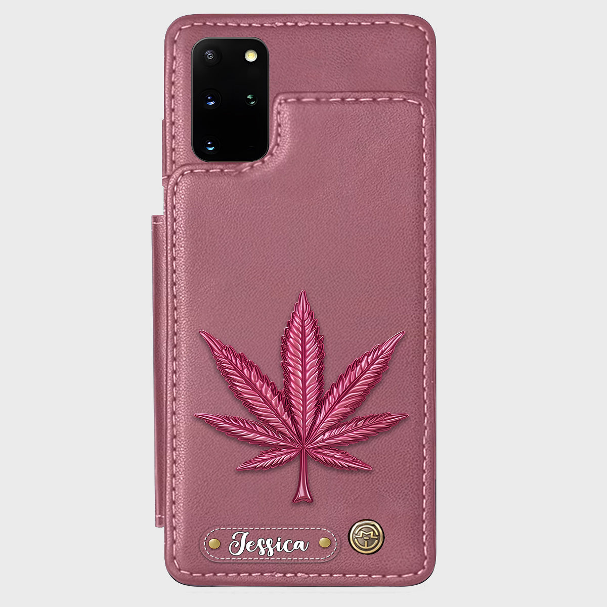 Bonne humeur - Étui portefeuille personnalisé pour téléphone avec motif cannabis