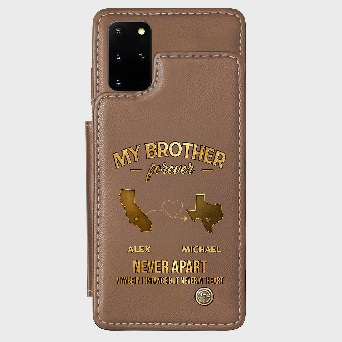 My Brother/ Sister/ Son... Forever, Never Apart Maby In Distance But Never At Heart - Personalized Sibling Wallet Phone Case
