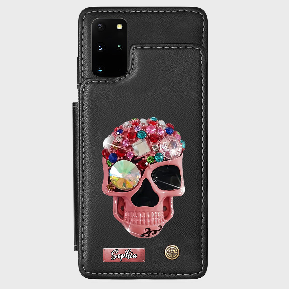 Shiny Skull - Personalized Skull Wallet Phone Case