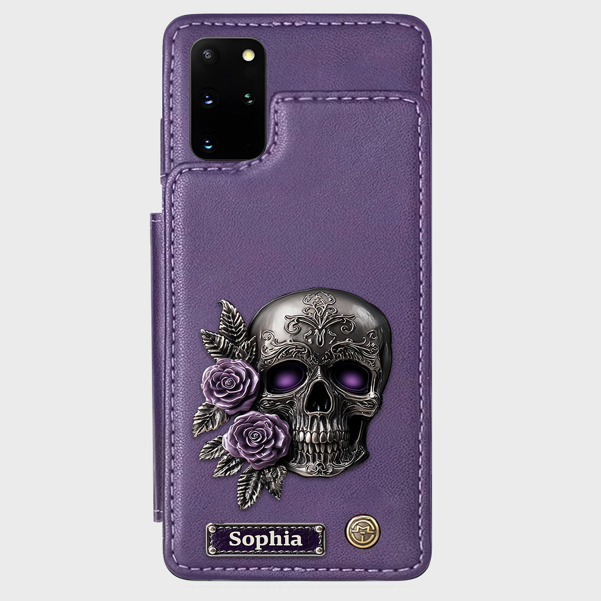 Skull And Roses - Personalized Skull Wallet Phone Case