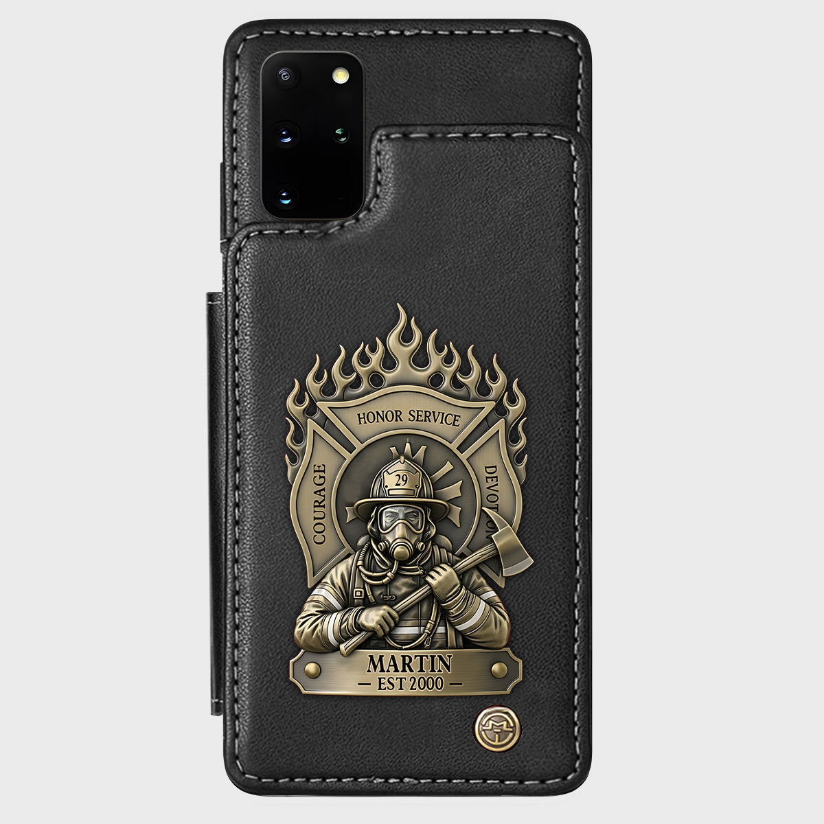 Fier pompier - Étui portefeuille personnalisé pour téléphone