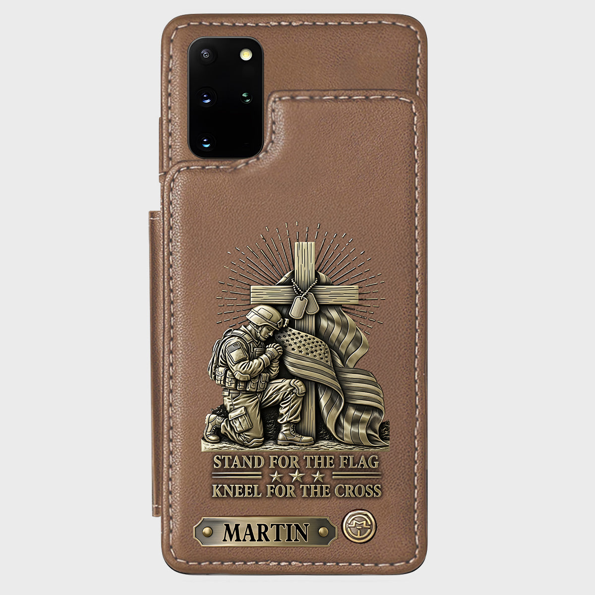 Kneel For The Cross - Personalized Veteran Wallet Phone Case