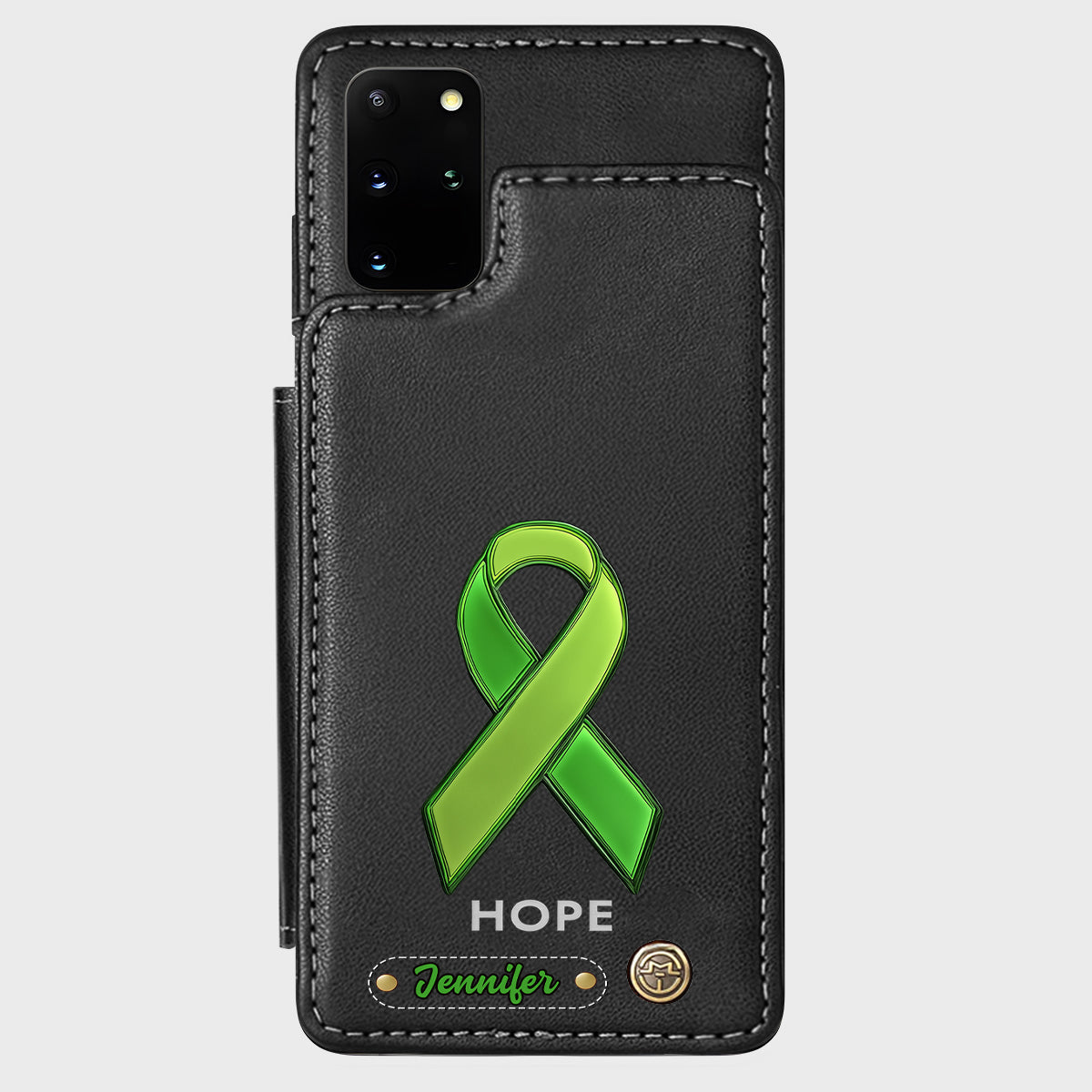 Espoir - Étui portefeuille personnalisé pour téléphone portable, symbole de sensibilisation à la santé mentale