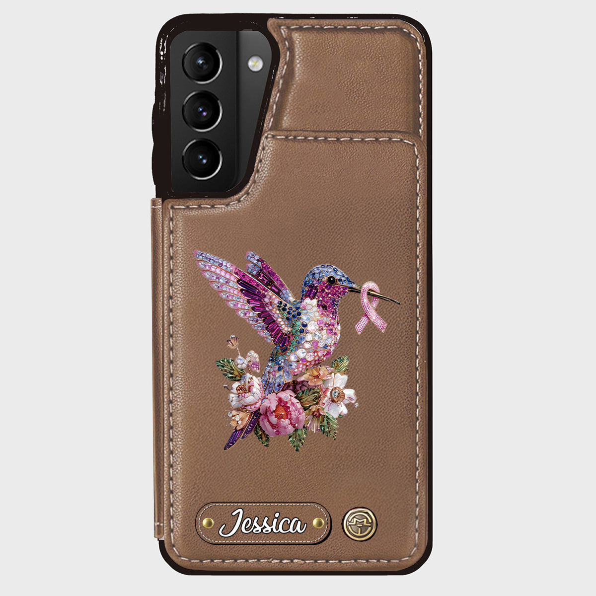 Breast Cancer Awareness Hummingbird - Personalized Breast Cancer Awareness Wallet Phone Case
