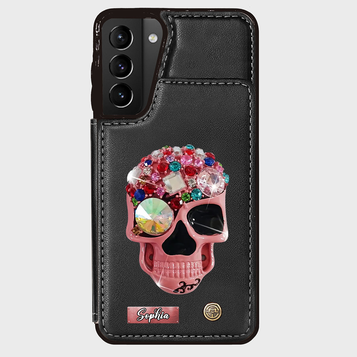 Shiny Skull - Personalized Skull Wallet Phone Case