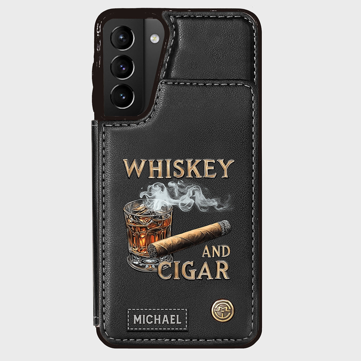 Whiskey And Cigar - Personalized Whisky Wallet Phone Case