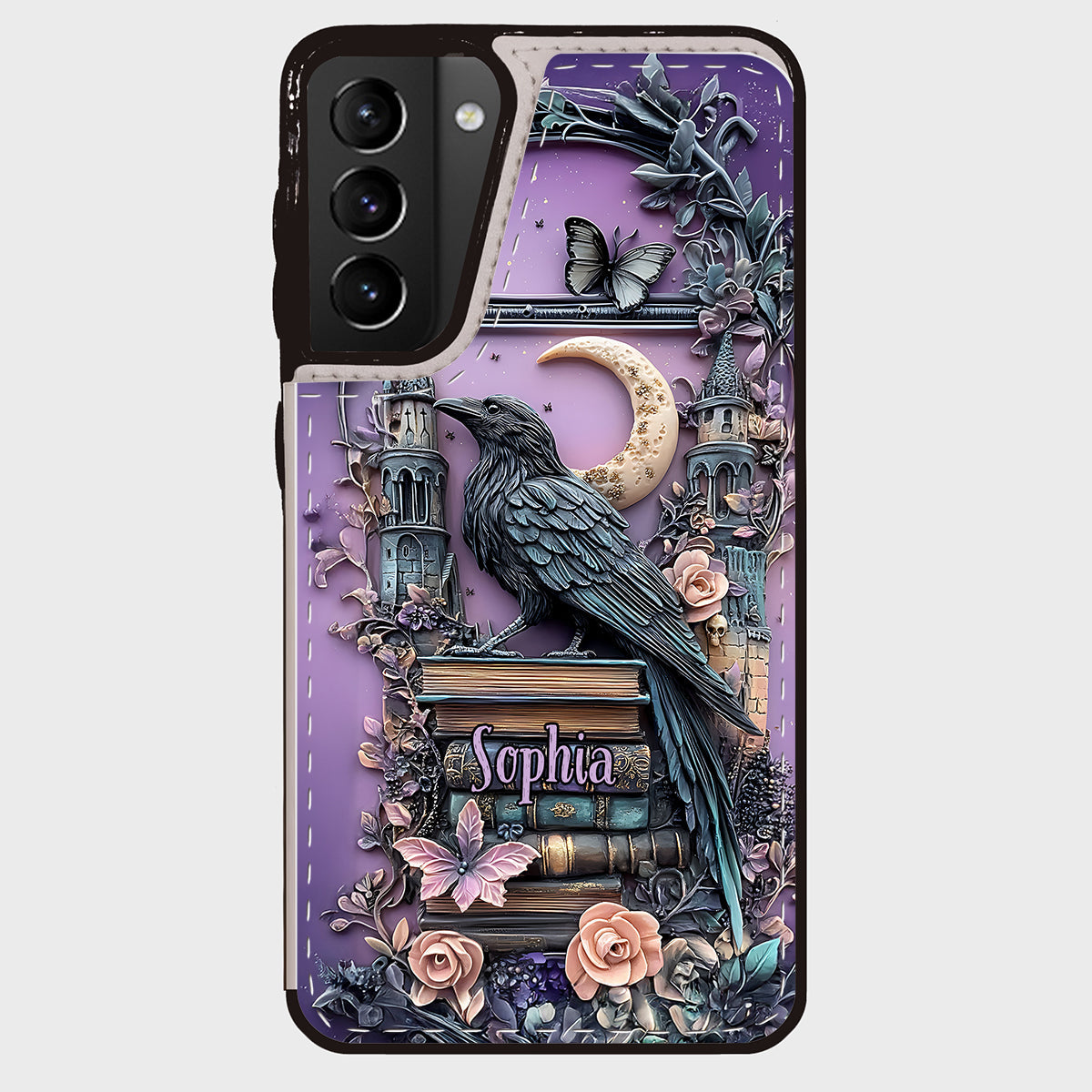 Étui portefeuille pliable personnalisé Dark Academia Book Reader - Étui de téléphone avec livre intégré