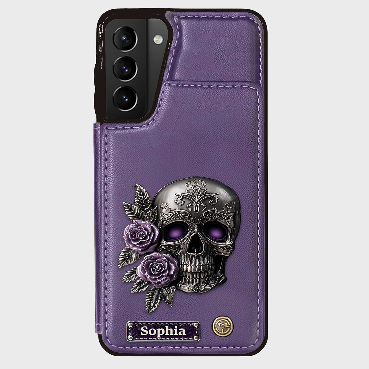 Skull And Roses - Personalized Skull Wallet Phone Case