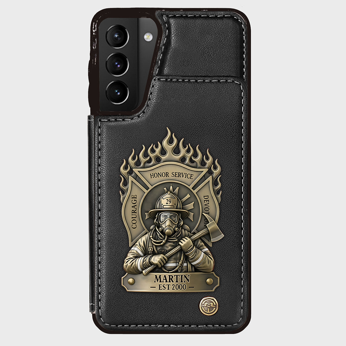 Fier pompier - Étui portefeuille personnalisé pour téléphone