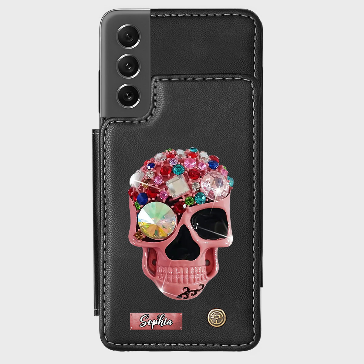Shiny Skull - Personalized Skull Wallet Phone Case