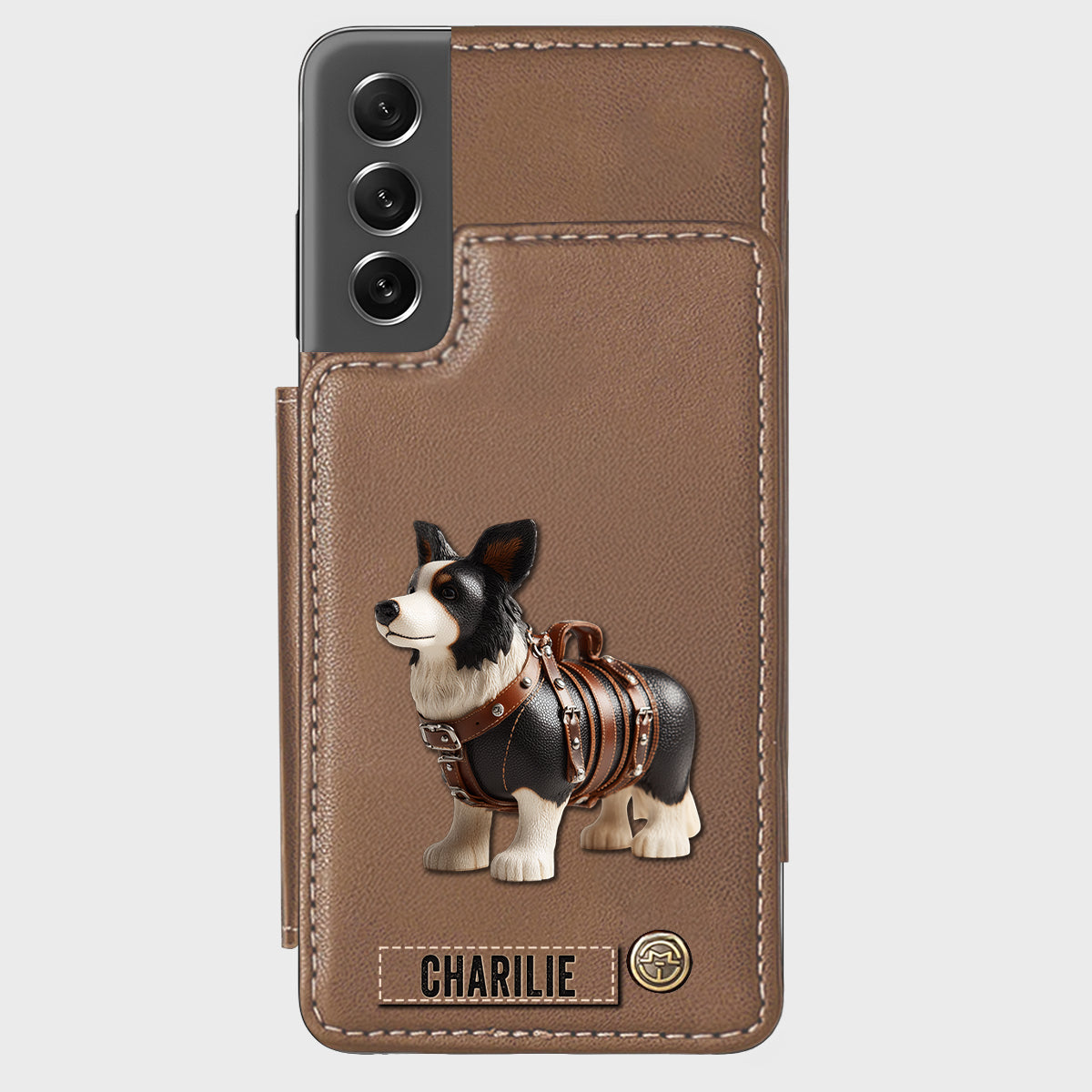 Niedliche Border Collie - Personalisierte Hunde-Geldbörsen-Handyhülle