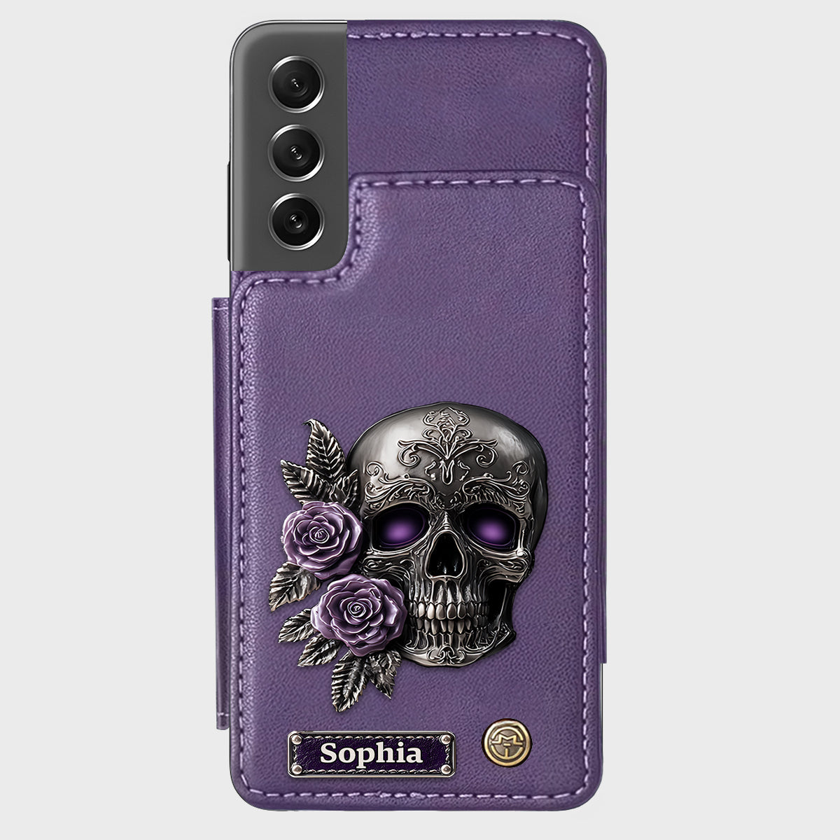 Skull And Roses - Personalized Skull Wallet Phone Case