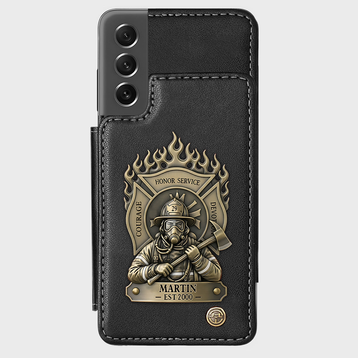 Fier pompier - Étui portefeuille personnalisé pour téléphone