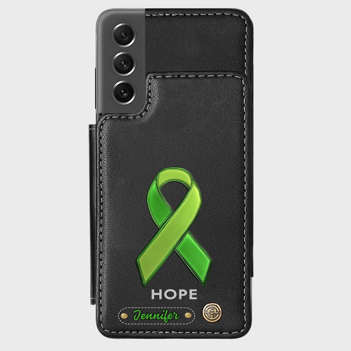 Espoir - Étui portefeuille personnalisé pour téléphone portable, symbole de sensibilisation à la santé mentale