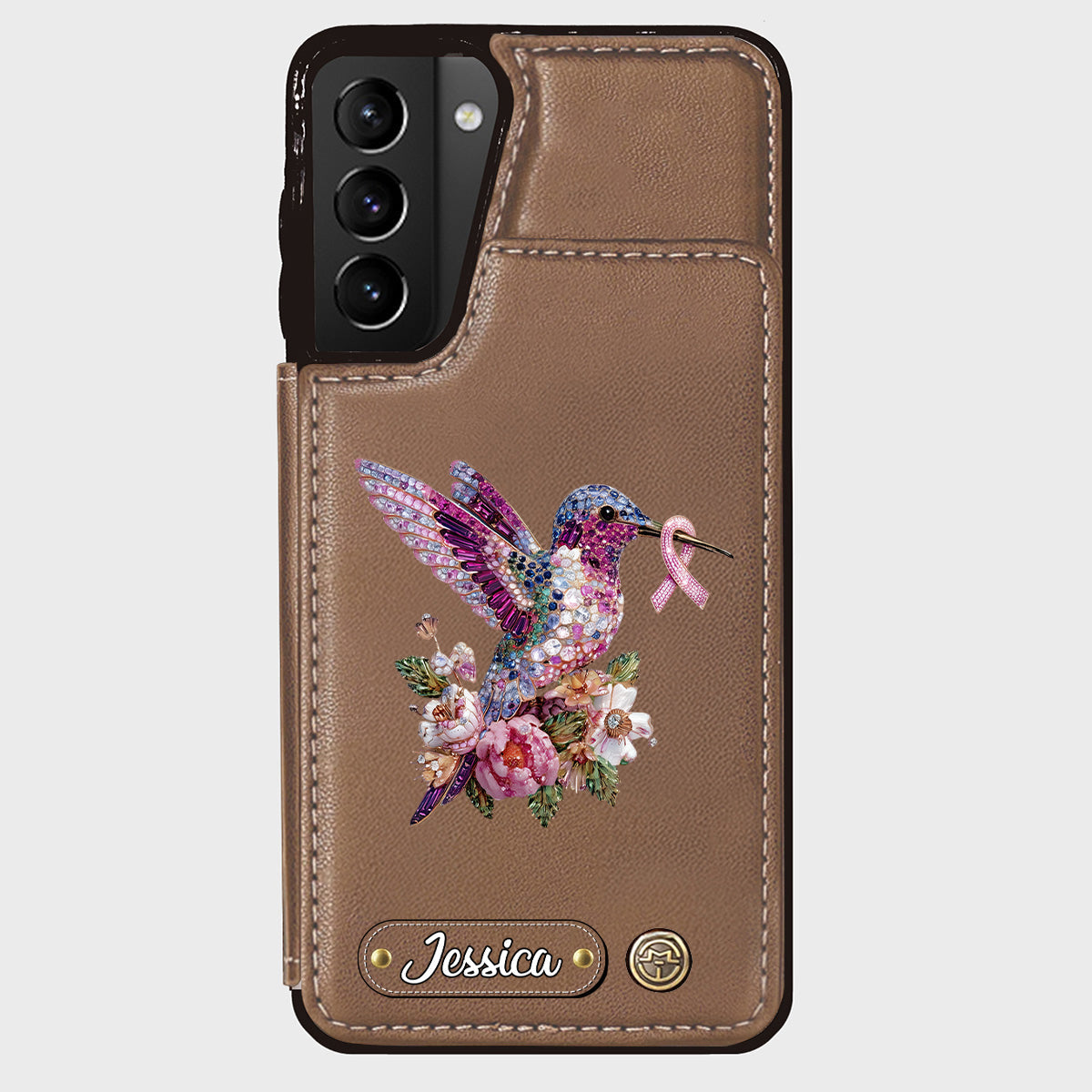 Breast Cancer Awareness Hummingbird - Personalized Breast Cancer Awareness Wallet Phone Case