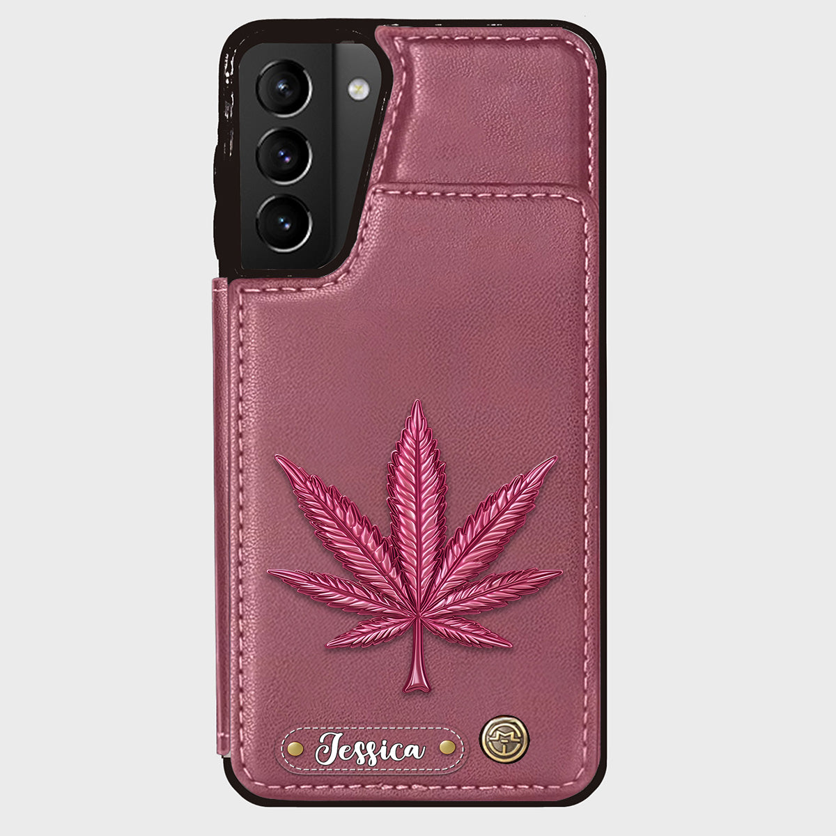 Bonne humeur - Étui portefeuille personnalisé pour téléphone avec motif cannabis