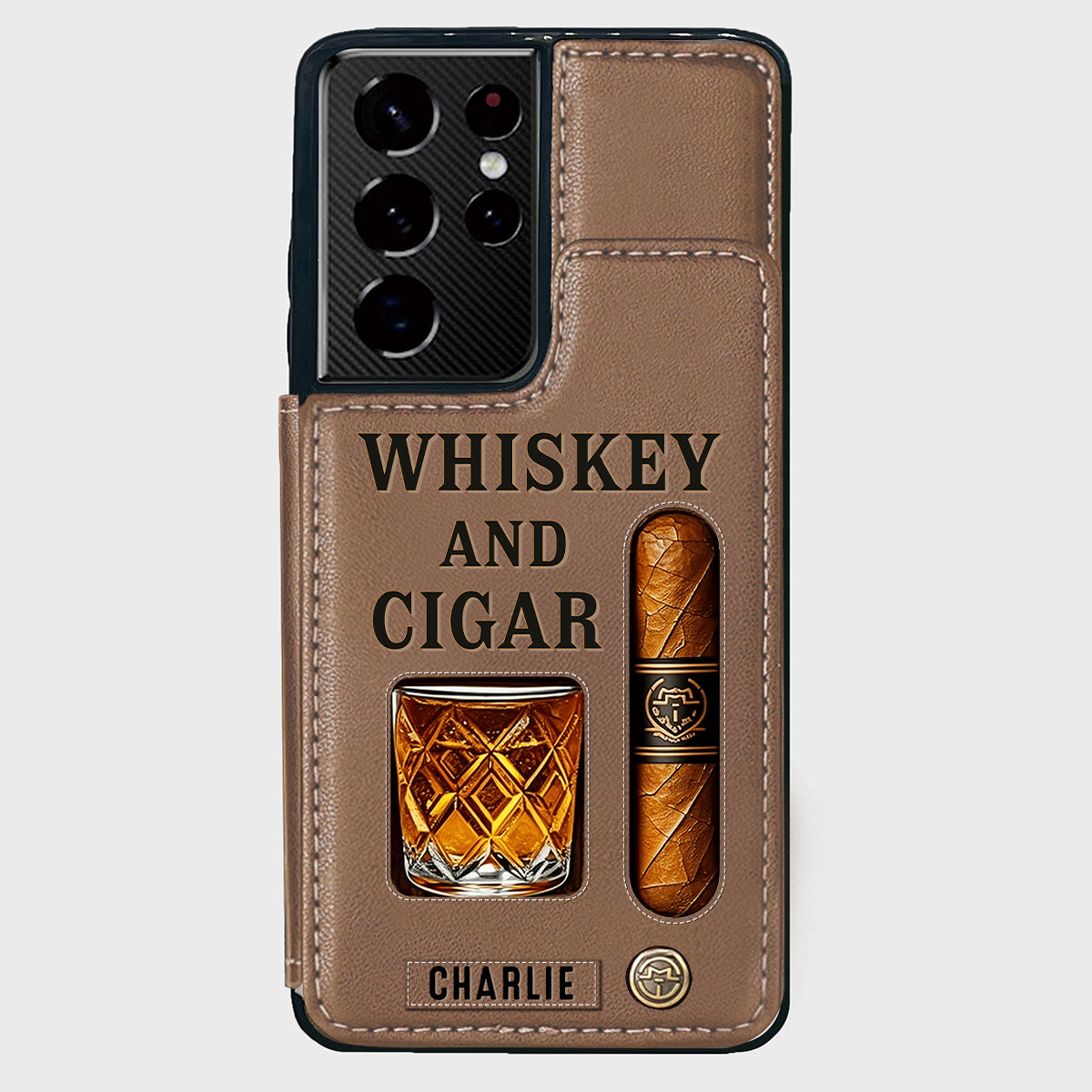 Whiskey & Cigar - Personalized Whisky Wallet Phone Case