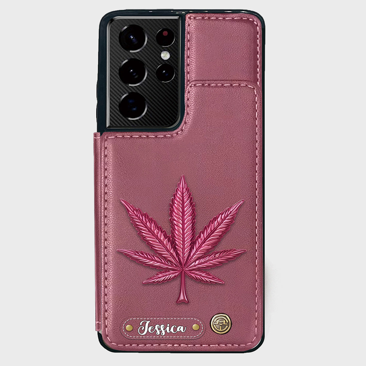 Bonne humeur - Étui portefeuille personnalisé pour téléphone avec motif cannabis