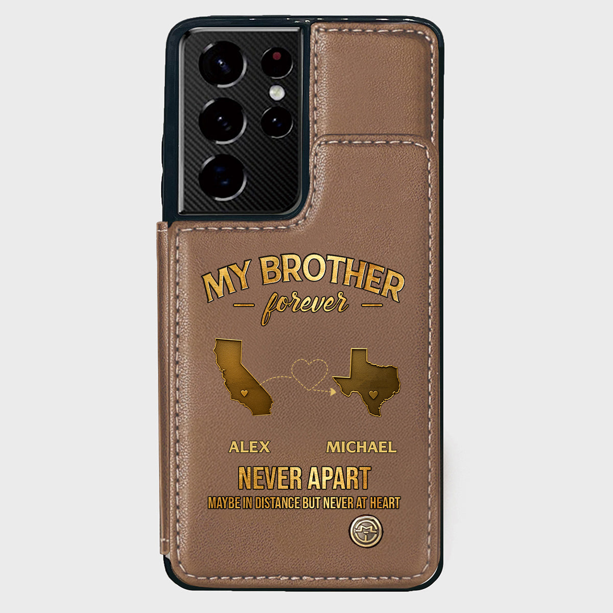 My Brother/ Sister/ Son... Forever, Never Apart Maby In Distance But Never At Heart - Personalized Sibling Wallet Phone Case