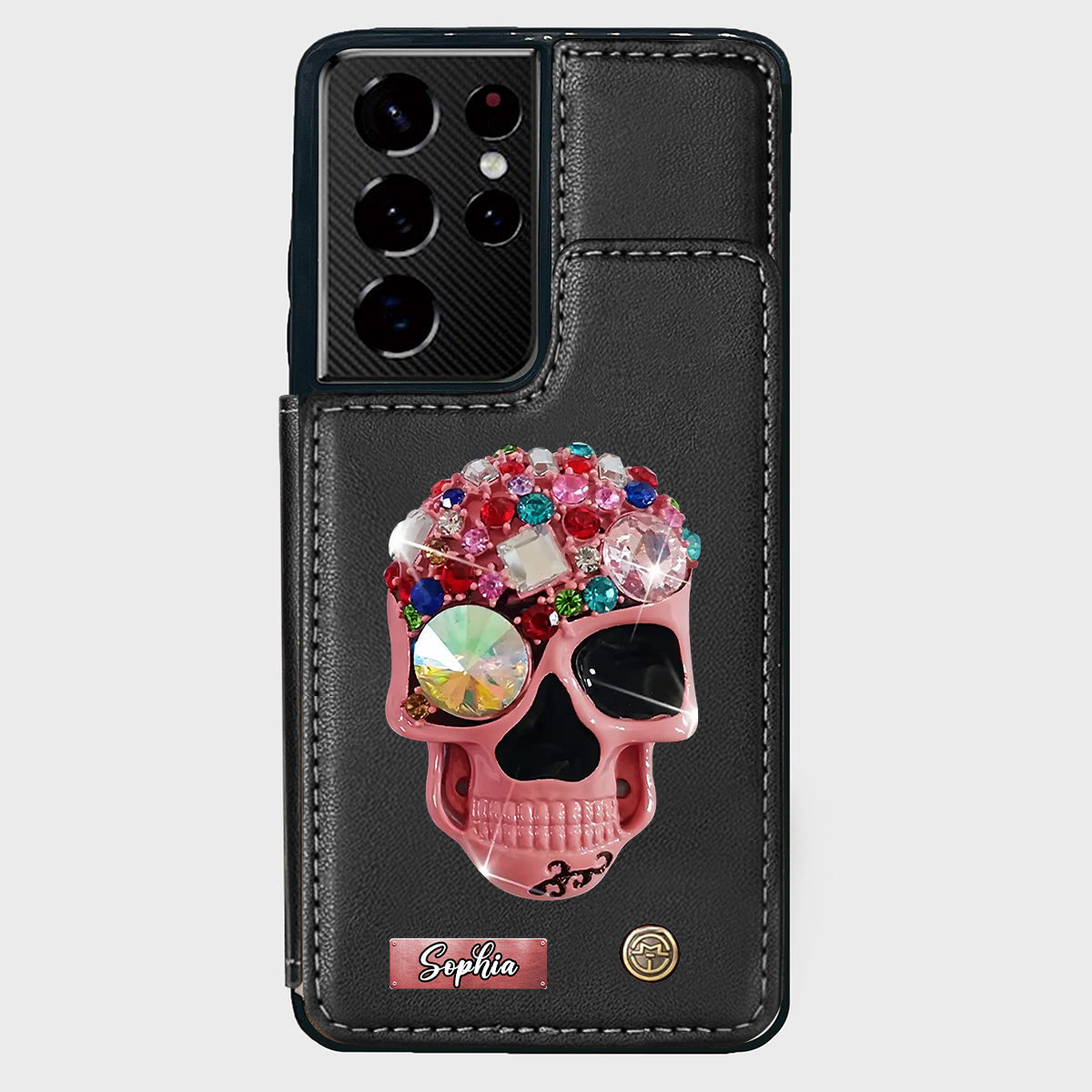 Shiny Skull - Personalized Skull Wallet Phone Case