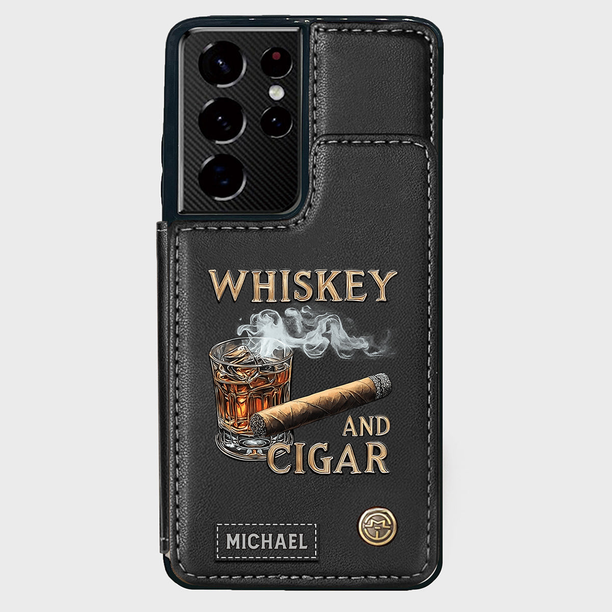Whiskey And Cigar - Personalized Whisky Wallet Phone Case