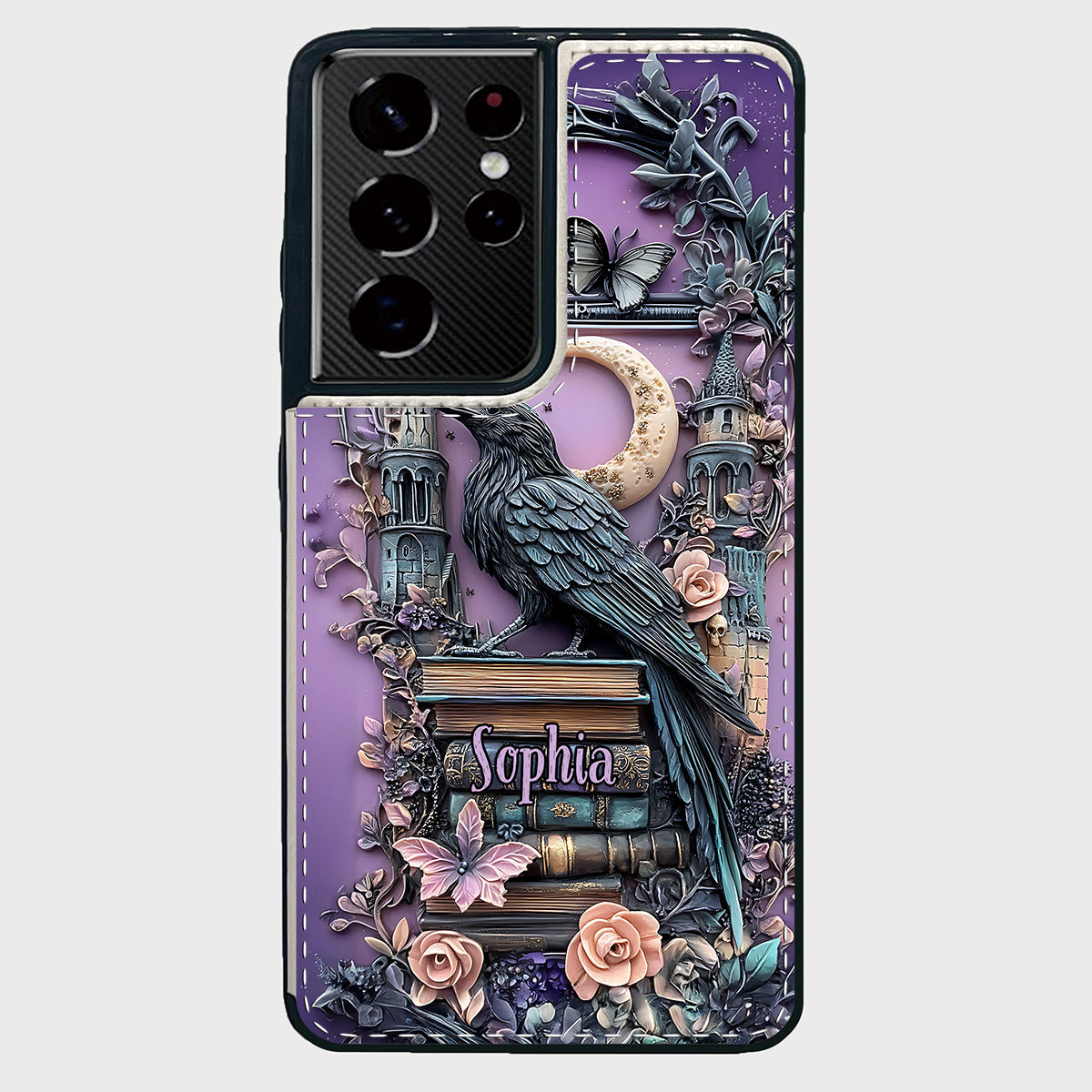 Étui portefeuille pliable personnalisé Dark Academia Book Reader - Étui de téléphone avec livre intégré