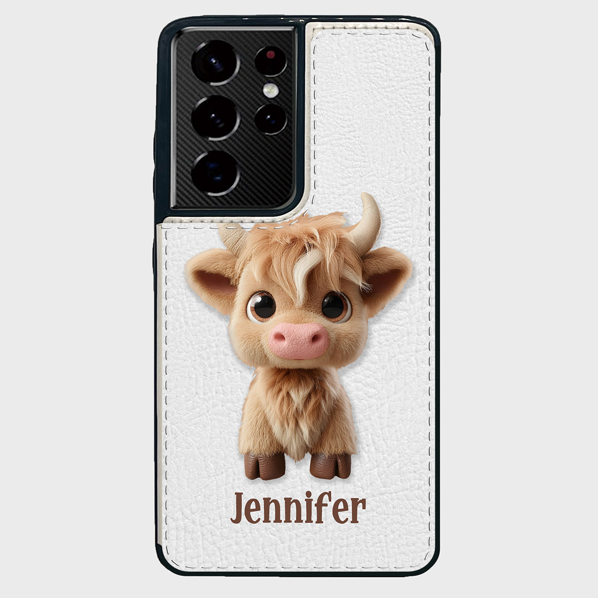 Étui portefeuille pliable personnalisé avec une adorable vache des Highlands