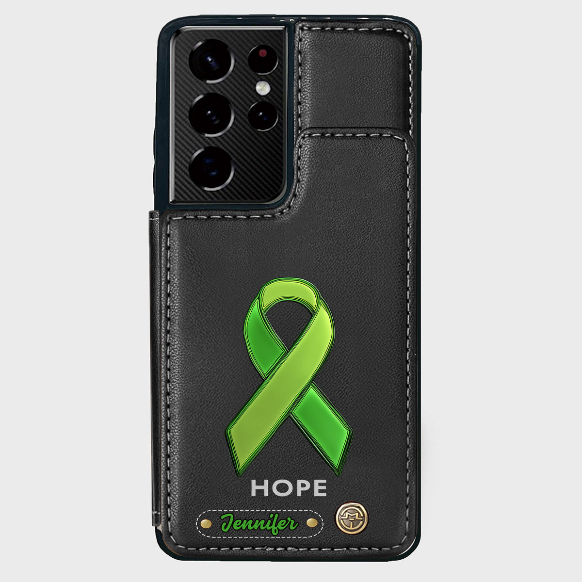 Espoir - Étui portefeuille personnalisé pour téléphone portable, symbole de sensibilisation à la santé mentale