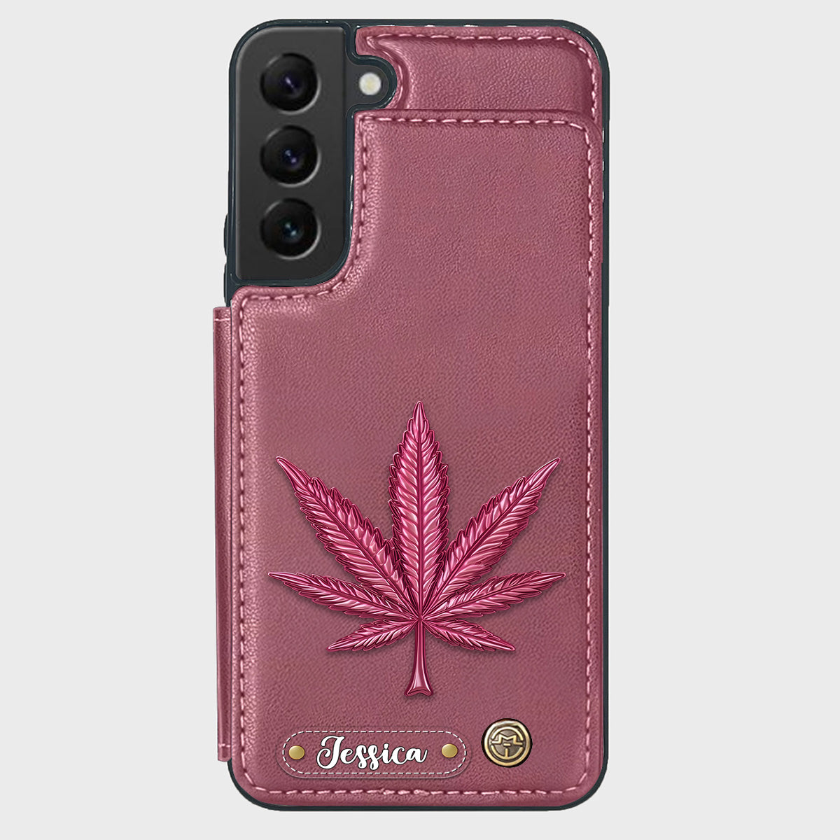 Bonne humeur - Étui portefeuille personnalisé pour téléphone avec motif cannabis