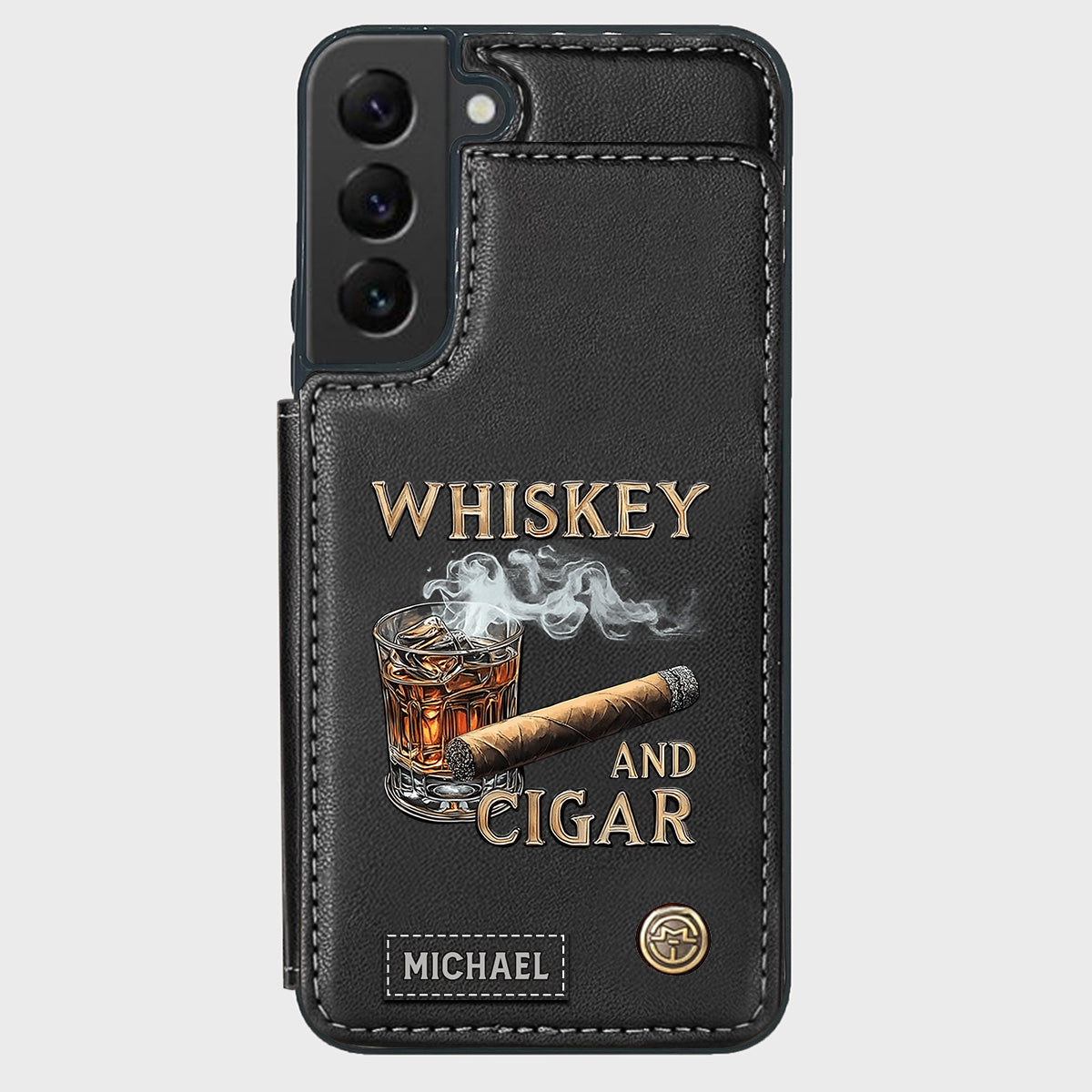 Whiskey And Cigar - Personalized Whisky Wallet Phone Case