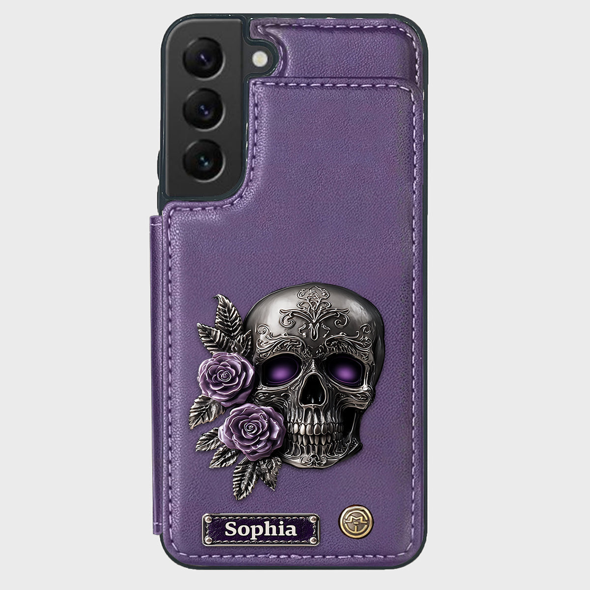 Skull And Roses - Personalized Skull Wallet Phone Case