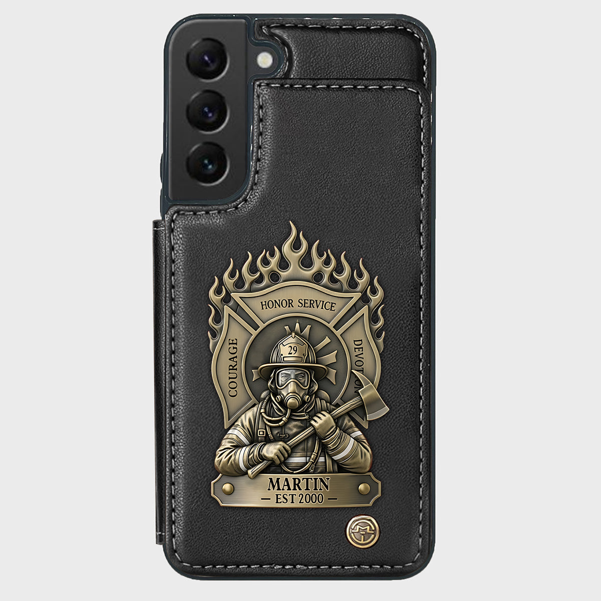 Fier pompier - Étui portefeuille personnalisé pour téléphone