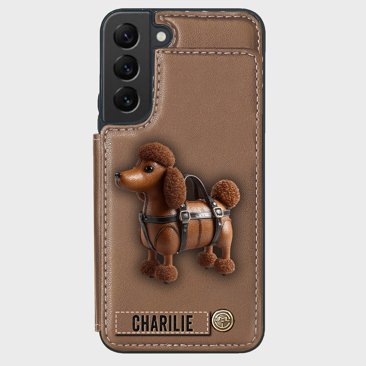 Étui portefeuille personnalisé pour téléphone avec un adorable caniche - Étui pour téléphone à motif chien
