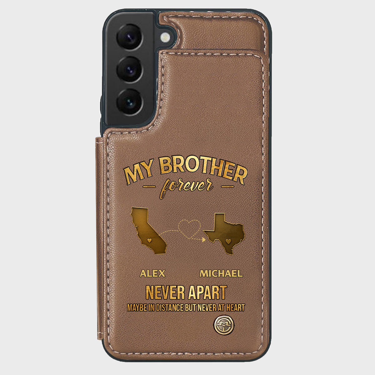 My Brother/ Sister/ Son... Forever, Never Apart Maby In Distance But Never At Heart - Personalized Sibling Wallet Phone Case