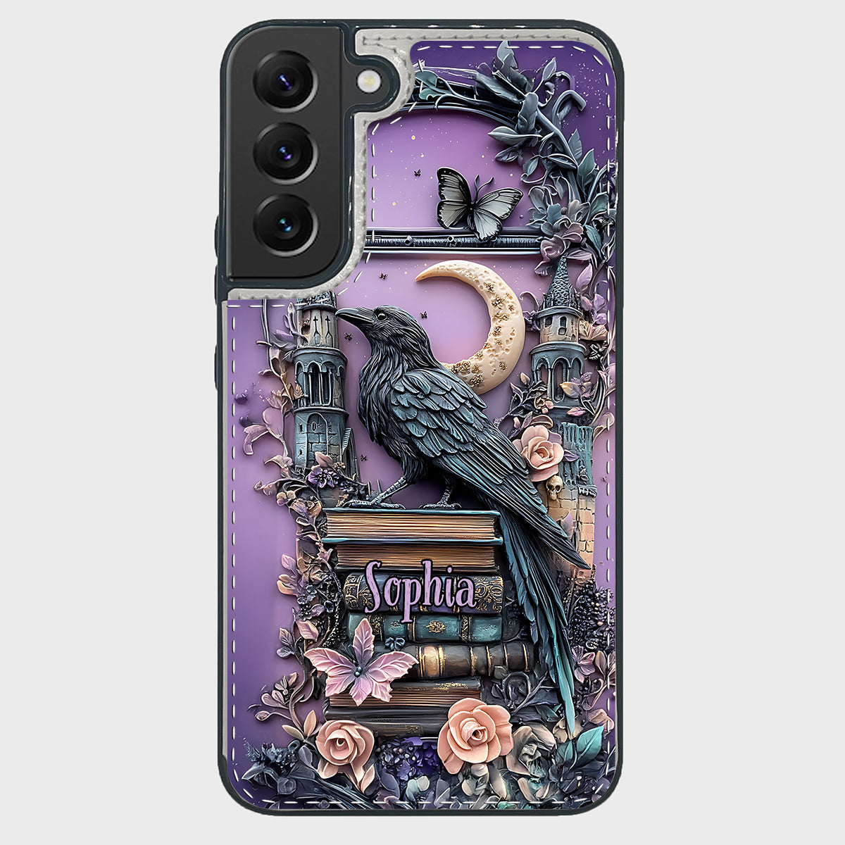 Étui portefeuille pliable personnalisé Dark Academia Book Reader - Étui de téléphone avec livre intégré