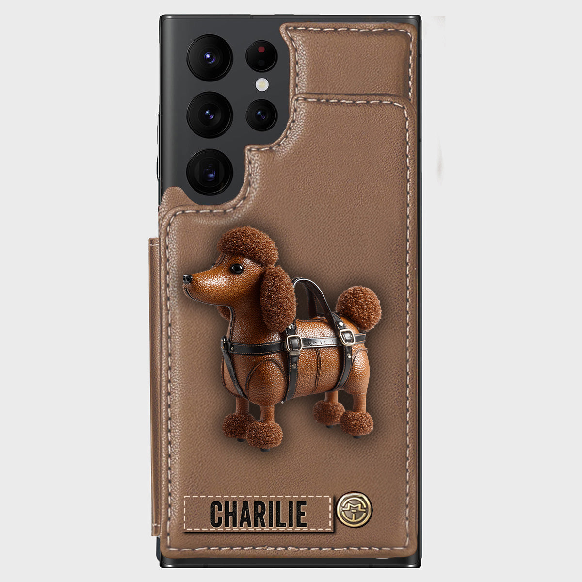 Étui portefeuille personnalisé pour téléphone avec un adorable caniche - Étui pour téléphone à motif chien