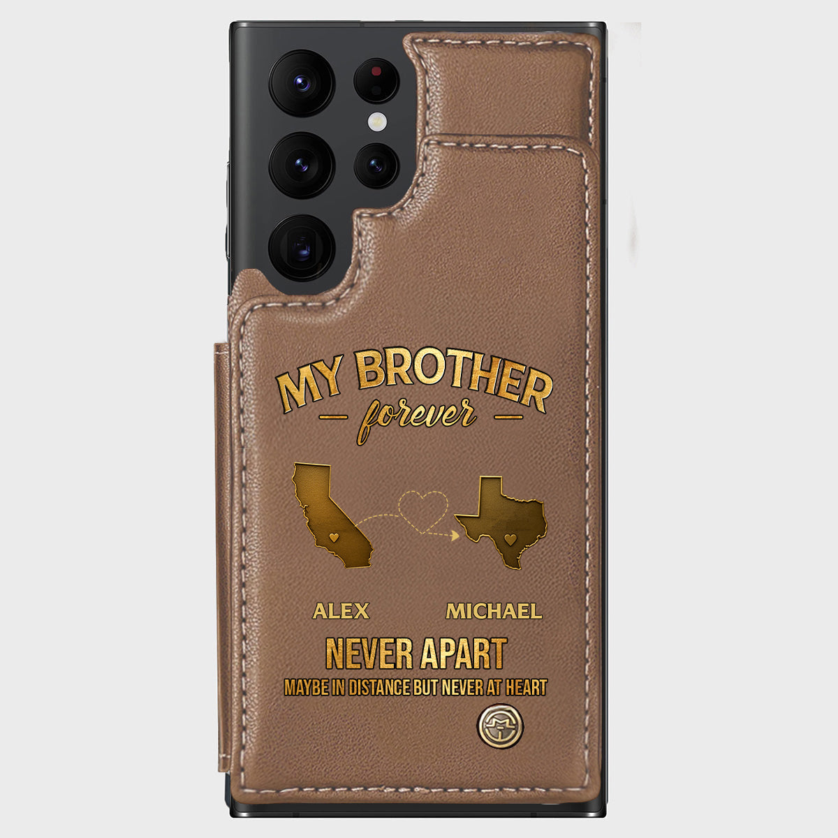 My Brother/ Sister/ Son... Forever, Never Apart Maby In Distance But Never At Heart - Personalized Sibling Wallet Phone Case