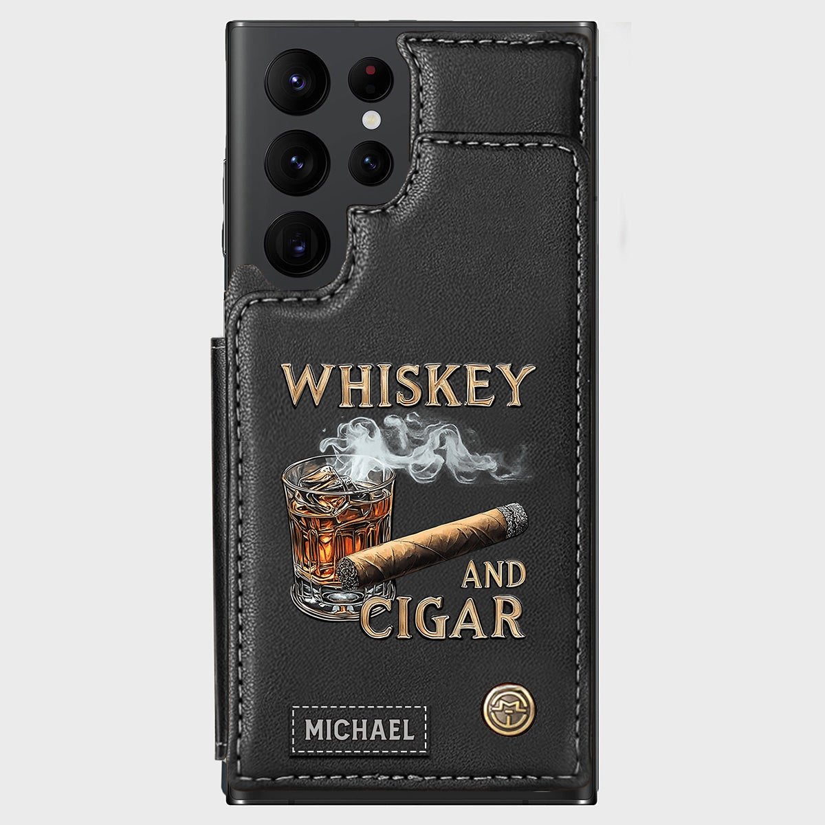 Whiskey And Cigar - Personalized Whisky Wallet Phone Case