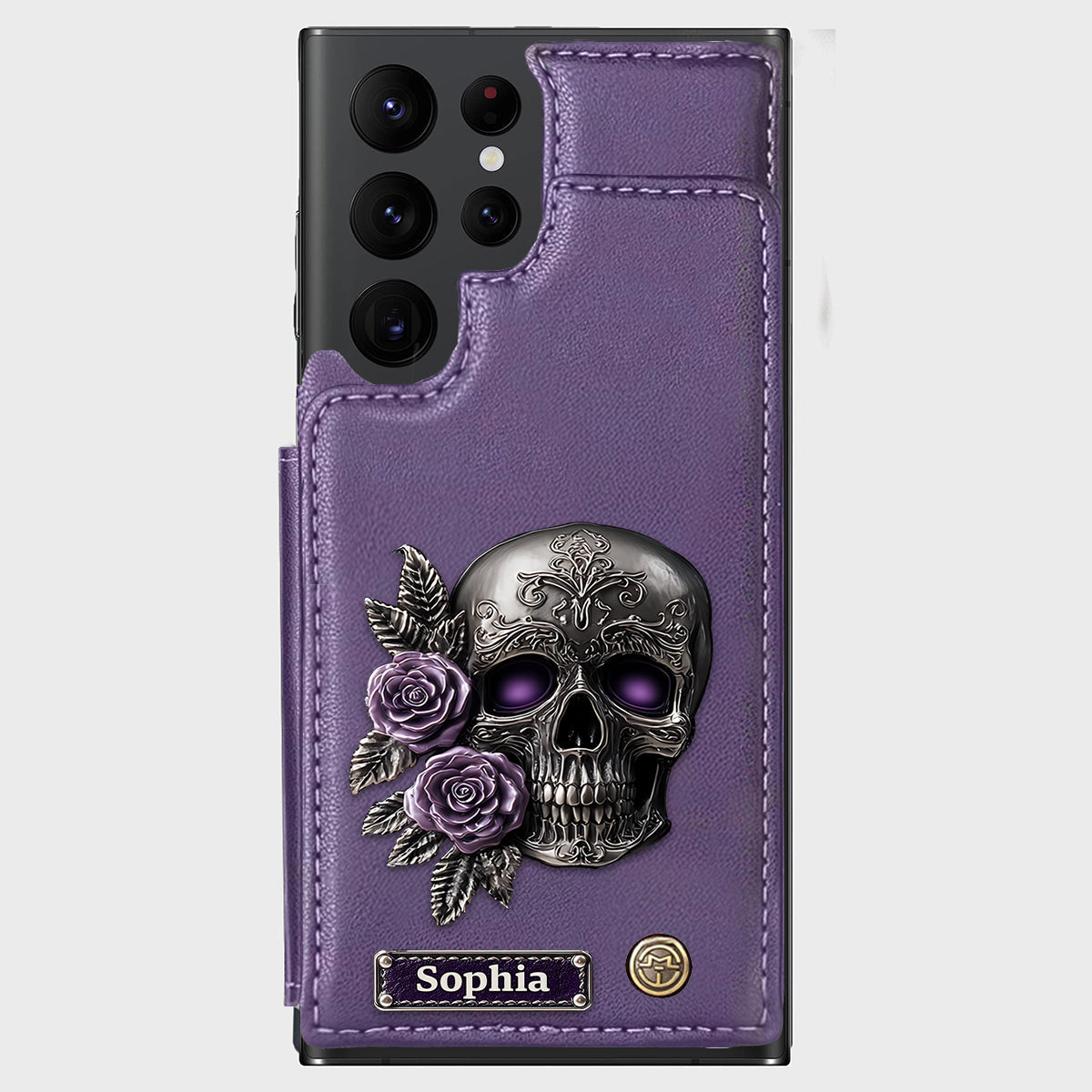 Skull And Roses - Personalized Skull Wallet Phone Case