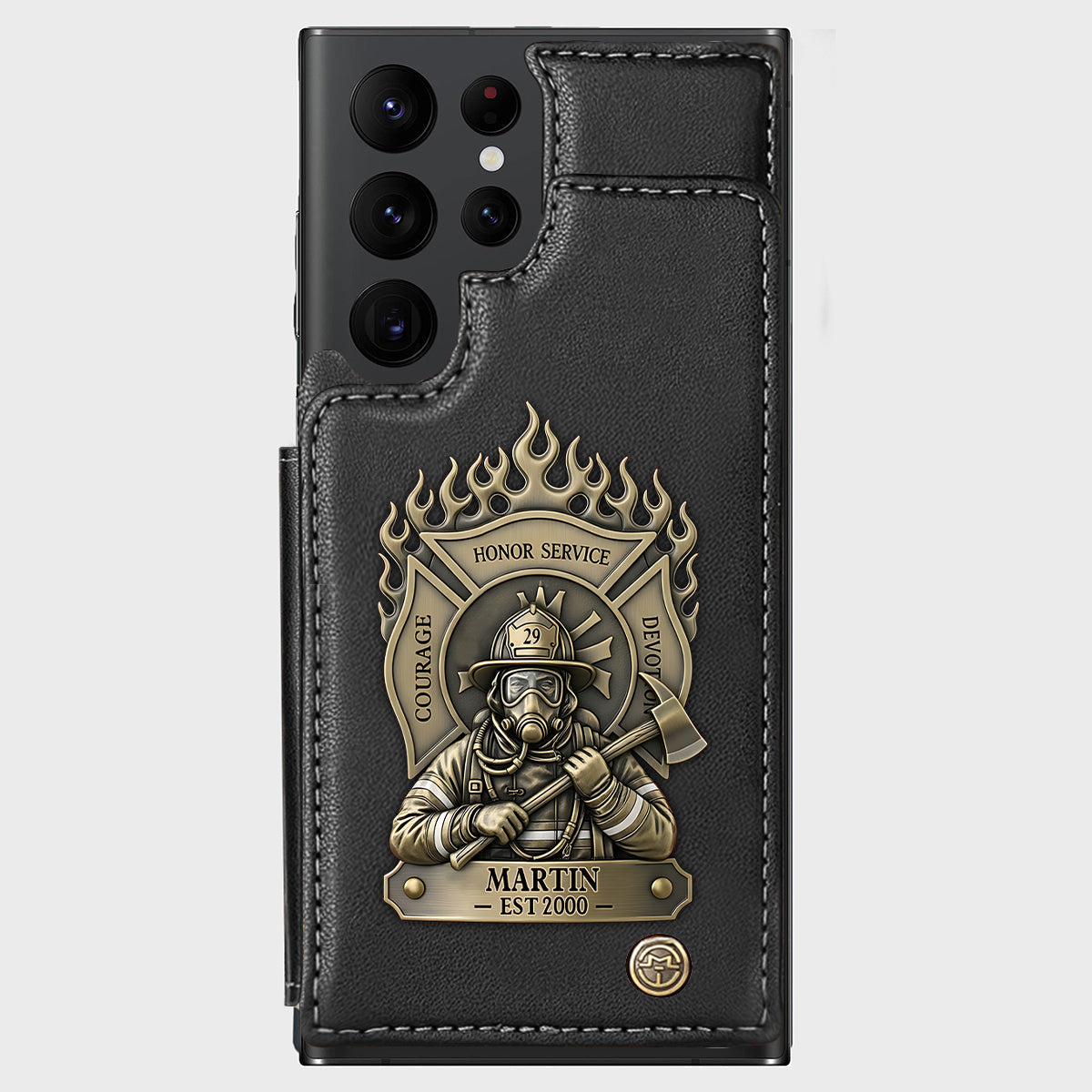 Fier pompier - Étui portefeuille personnalisé pour téléphone