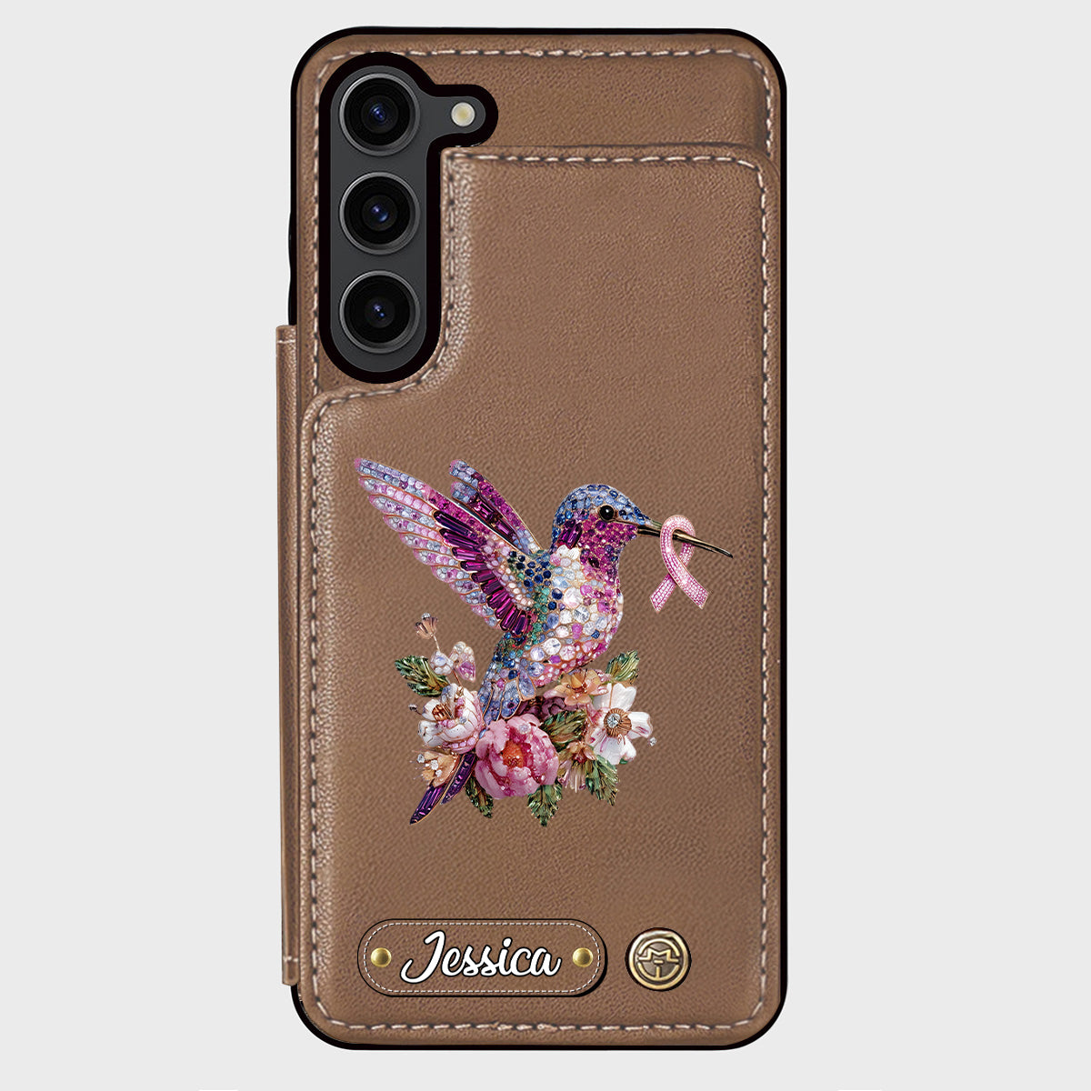 Breast Cancer Awareness Hummingbird - Personalized Breast Cancer Awareness Wallet Phone Case