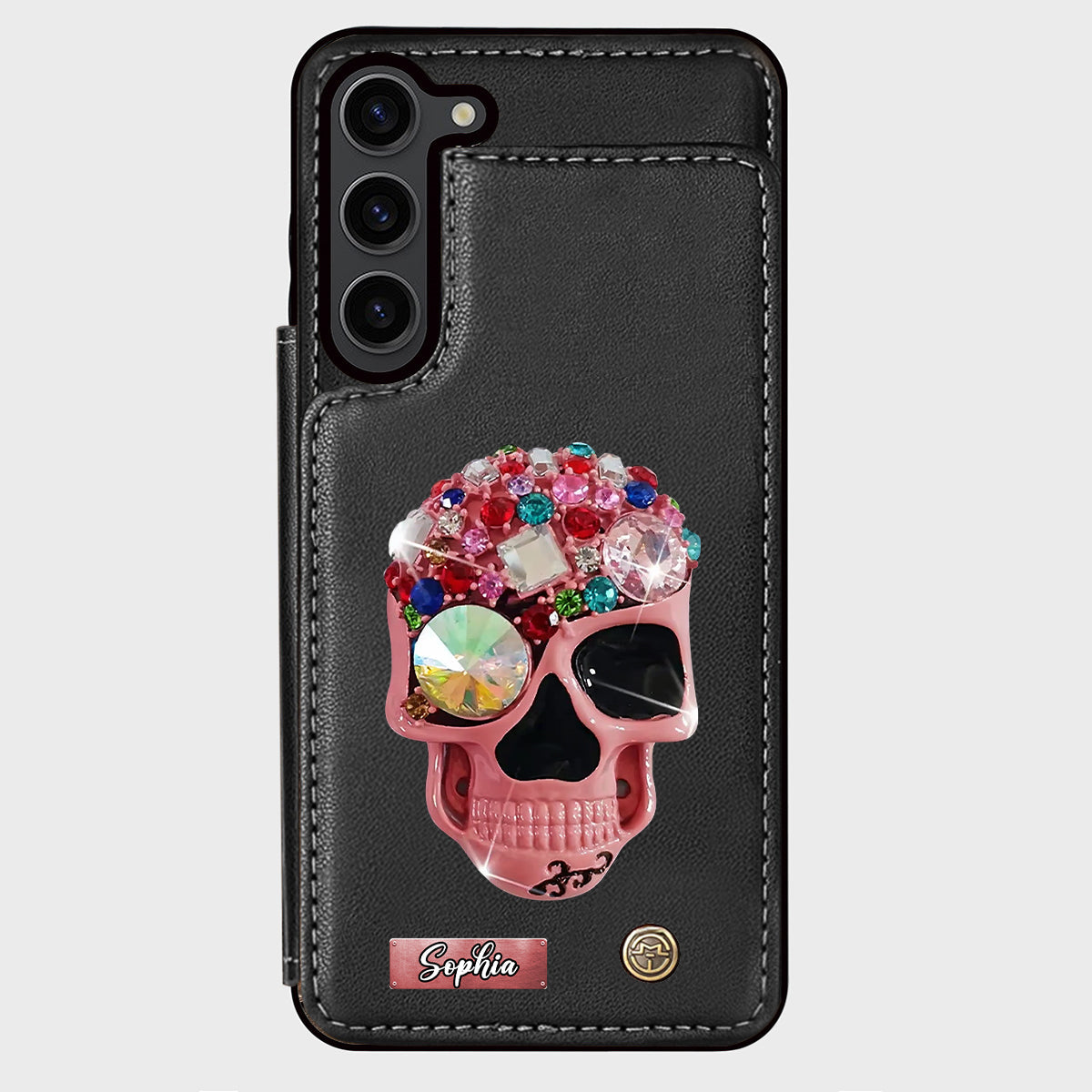 Shiny Skull - Personalized Skull Wallet Phone Case