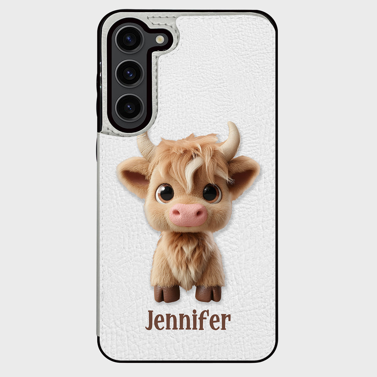 Étui portefeuille pliable personnalisé avec une adorable vache des Highlands