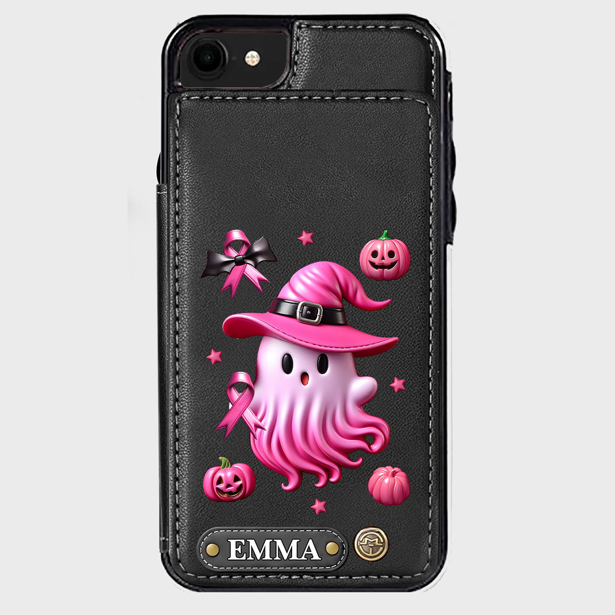 Pink Ghost - Personalized Breast Cancer Awareness Wallet Phone Case
