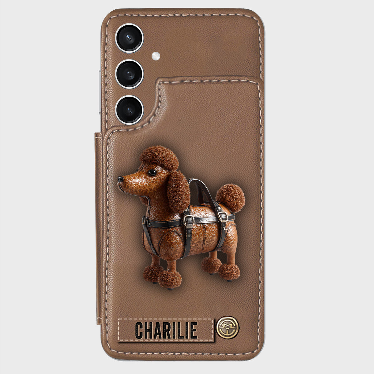 Étui portefeuille personnalisé pour téléphone avec un adorable caniche - Étui pour téléphone à motif chien